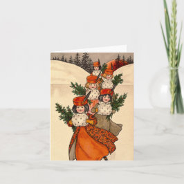 Five Girls With Furry Muffs - Florence Hardy カード