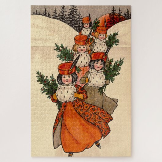 Five Girls With Furry Muffs - Florence Hardy ジグソーパズル (縦)