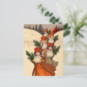 Five Girls With Furry Muffs - Florence Hardy ポストカード (スタンド正面)