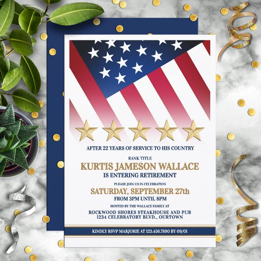 Five Gold Star Military Retirement Party 招待状