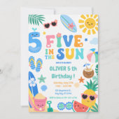 Five in the Sun 5歳の誕生日パーティー 招待状 (正面)