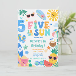 Five in the Sun 5歳の誕生日パーティー 招待状