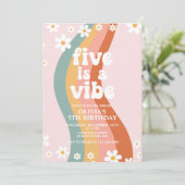 Five is a Vibe グルービーなダイジー 虹色の5歳の誕生日 招待状 (スタンド正面)