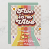 「Five is a Vibe」グルービーな5歳の誕生日招待状 招待状 (正面/裏面)