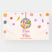 「Five Is A Vibe」ディスコボール 5歳の誕生日パーティー 横断幕 (横)