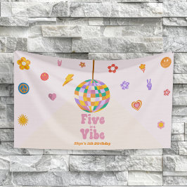 Five Is A Vibe ディスコボール 5歳の誕生日パーティー 横断幕