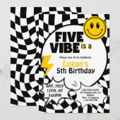 Five is a Vibe | 男の子5歳のレトロな誕生日パーティー 招待状 (正面/裏面)