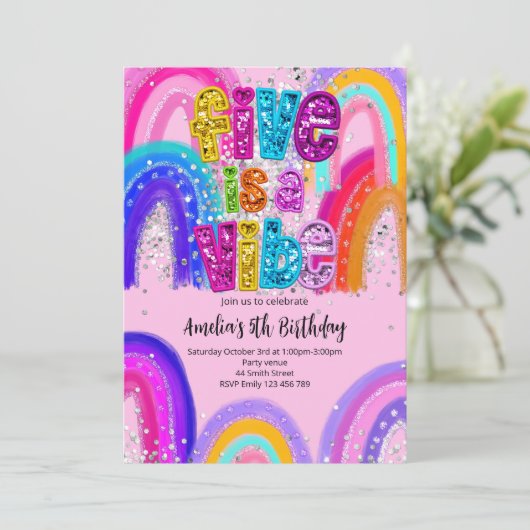 Five is a Vibe 5th Birthday Party Invitation 招待状 (スタンド正面)