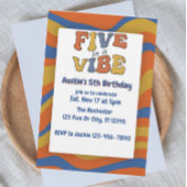 Five is a Vibe, Blue Orange Yellow 5th Birthday 招待状