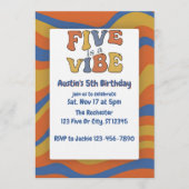 Five is a Vibe, Blue Orange Yellow 5th Birthday 招待状 (正面)