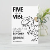 Five is a Vibe Dinosaur  Boy  Birthday Party  招待状 (スタンド正面)