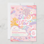 Five Is A Vibe Disco Rainbow Sun 5th Birthday 招待状 (正面)