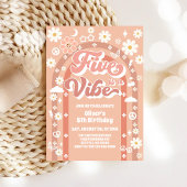 Five Is A Vibe Groovy Retro 5th Birthday 招待状