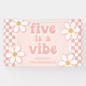 Five is a Vibe Pink Daisy Checker 横断幕 (横)