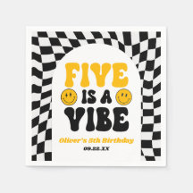 Five Is A Vibe Retro Fifth 5th Birthday Party