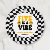 Five Is A Vibe Retro Fifth 5th Birthday Party フェイバータグ (裏面)