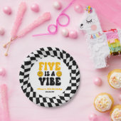 Five Is A Vibe Retro Fifth 5th Birthday Party ペーパープレート (パーティー)