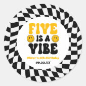 Five Is A Vibe Retro Fifth 5th Birthday Party ラウンドシール (正面)
