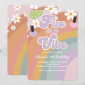 Five is a vibe Spa Rainbow 5歳の誕生日 招待状 (正面/裏面)