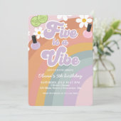 Five is a vibe Spa Rainbow 5歳の誕生日 招待状 (スタンド正面)