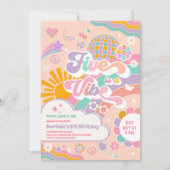 Five Is A Vibe Sun Rainbow Disco 5th Birthday 招待状 (正面)