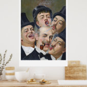 Five Jolly Smoking Men Playing Cards ポスター (キッチン)