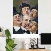 Five Jolly Smoking Men Playing Cards ポスター (ホームオフィス)