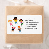 Five Kids Cartoon Label ラベル (インサイチュ)