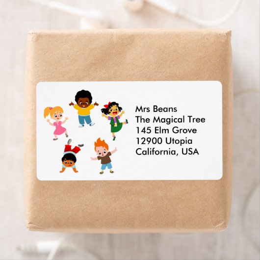 Five Kids Cartoon Label ラベル (インサイチュ)