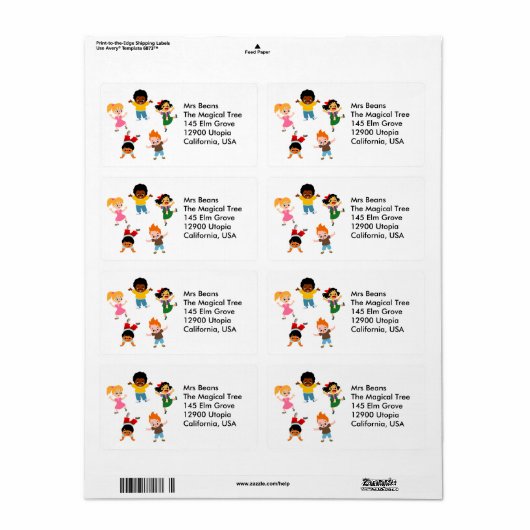 Five Kids Cartoon Label ラベル (フルシート)