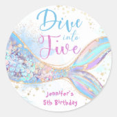 Five Mermaid 5誕生日に飛び込む5つ ラウンドシール (正面)