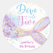 Five Mermaid 5誕生日に飛び込む5つ ラウンドシール (正面)