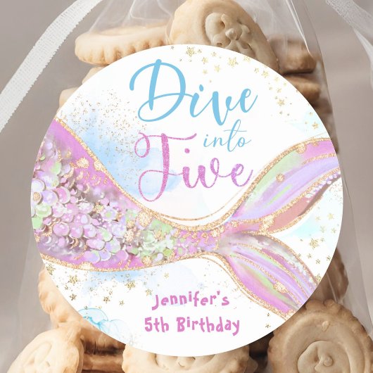 Five Mermaid 5誕生日に飛び込む5つ ラウンドシール