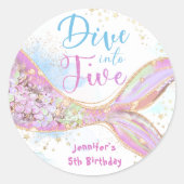 Five Mermaid 5誕生日に飛び込む5つ ラウンドシール (正面)
