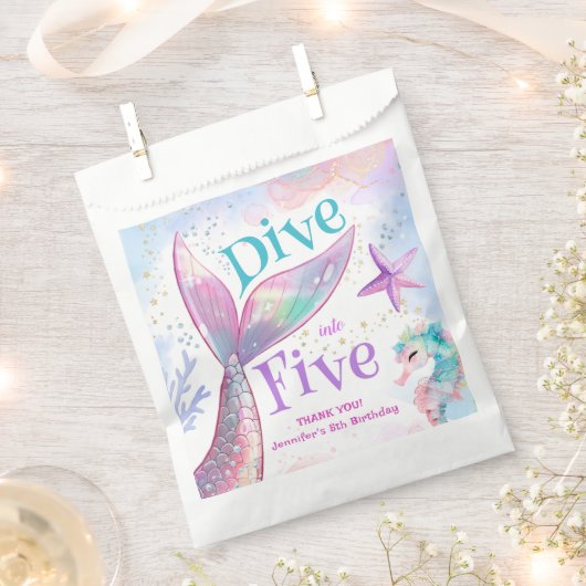 Five Mermaid 5誕生日に飛び込む フェイバーバッグ (クリップ留めされた状態)