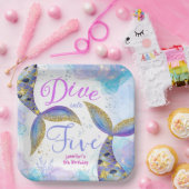 Five Mermaid 5誕生日に飛び込む ペーパープレート (パーティー)