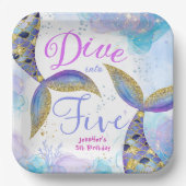 Five Mermaid 5誕生日に飛び込む ペーパープレート (正面)
