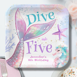 Five Mermaid 5誕生日に飛び込む ペーパープレート