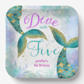 Five Mermaid 5誕生日に飛び込む ペーパープレート (正面)
