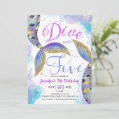 Five Mermaid 5th Birthday Party招待状に飛び込む 招待状 (スタンド正面)