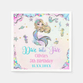 Five Mermaid Girl 5th Birthday Partyにダイビング スタンダードカクテルナプキン (正面)