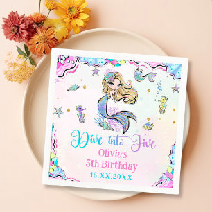 Five Mermaid Girl 5th Birthday Partyにダイビング スタンダードカクテルナプキン