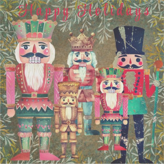Five Nutcrackers Happy Holidays Colorful シール (正面)