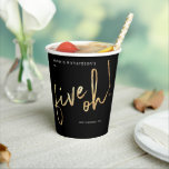Five Oh Black Gold Foil 50th Birthdayパーティー 紙コップ<br><div class="desc">Five Oh Black Gold Foil 50th Birthday Party紙カップ。まだユーモアのあるエレガントデザインは金ゴールドフォイルでブラッシュストロークのフォントを特徴とスタイリッシュして、マイルストーンバースデーフェイクタパーティー招待。連絡クリエーもしタが必要と救済して下の「メッセージ」ボタンでこのデザインを作り出す。</div>