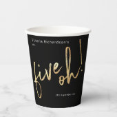 Five Oh Black Gold Foil 50th Birthdayパーティー 紙コップ (正面)