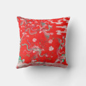 Five Phoenixes in Garden Chinese Red Floral クッション (裏面)