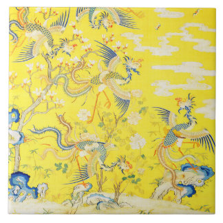 Five Phoenixes in Garden Chinese Yellow Floral タイル