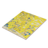 Five Phoenixes in Garden Chinese Yellow Floral  タイル (側面)