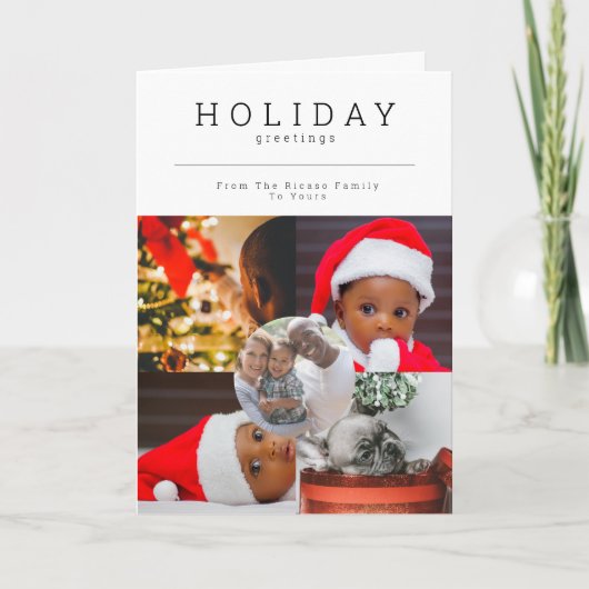 Five Photo Holiday Greetings Photo パーソナライズされた シーズンカード (正面)