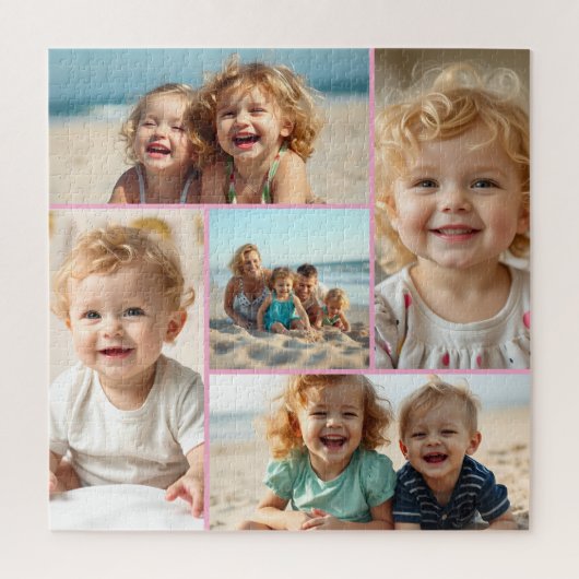 Five Photo Template | Personalized Family Puzzle  ジグソーパズル (縦)